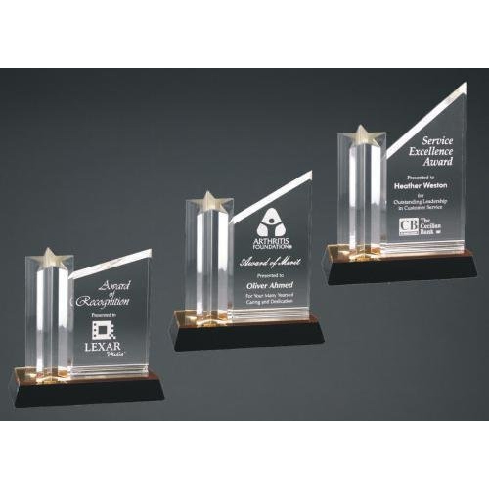 Star Column Award With Gold/Black Base (Acrylic Awards)