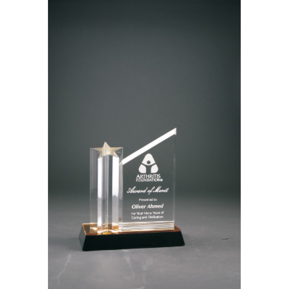Star Column Award With Gold/Black Base (Acrylic Awards)