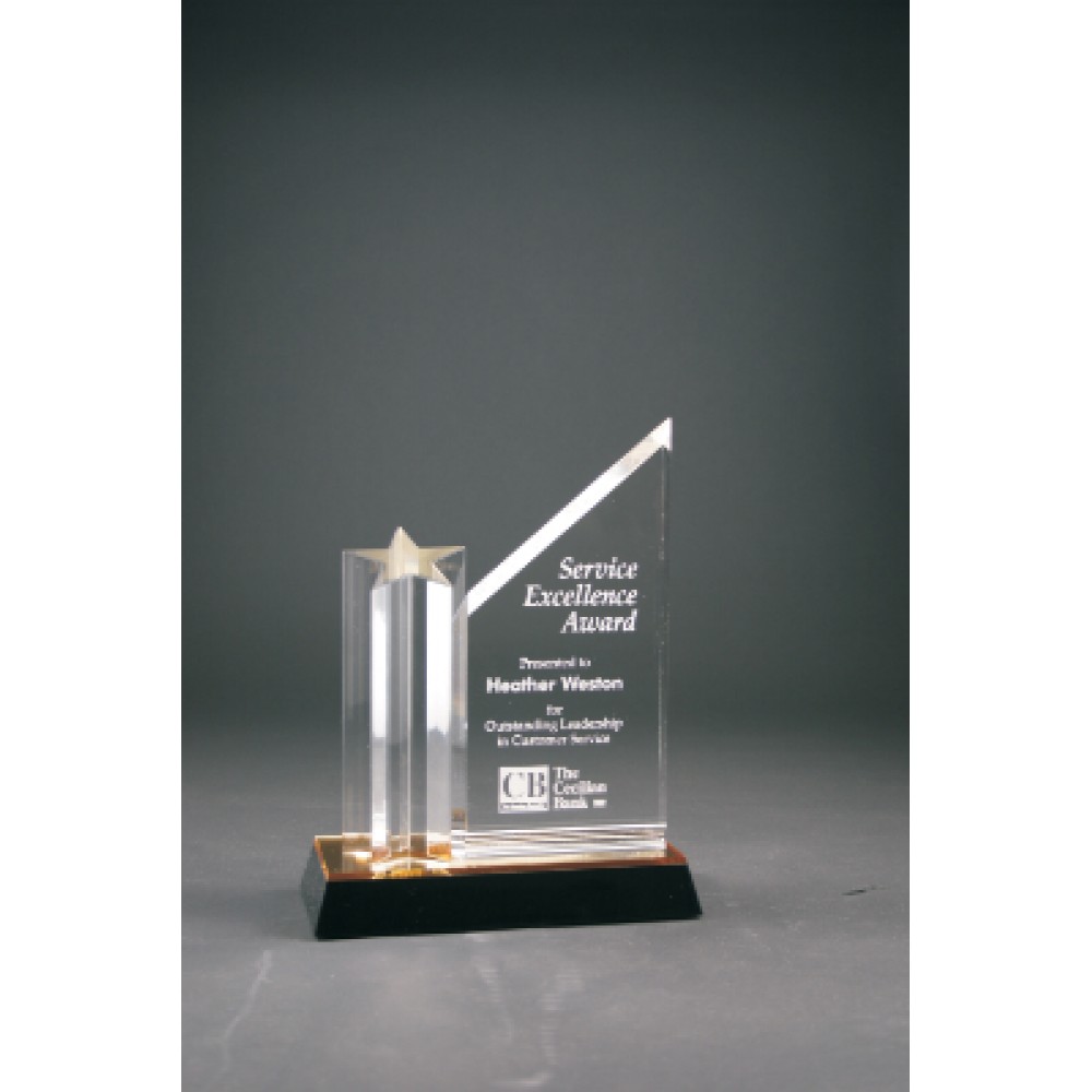 Star Column Award With Gold/Black Base (Acrylic Awards)