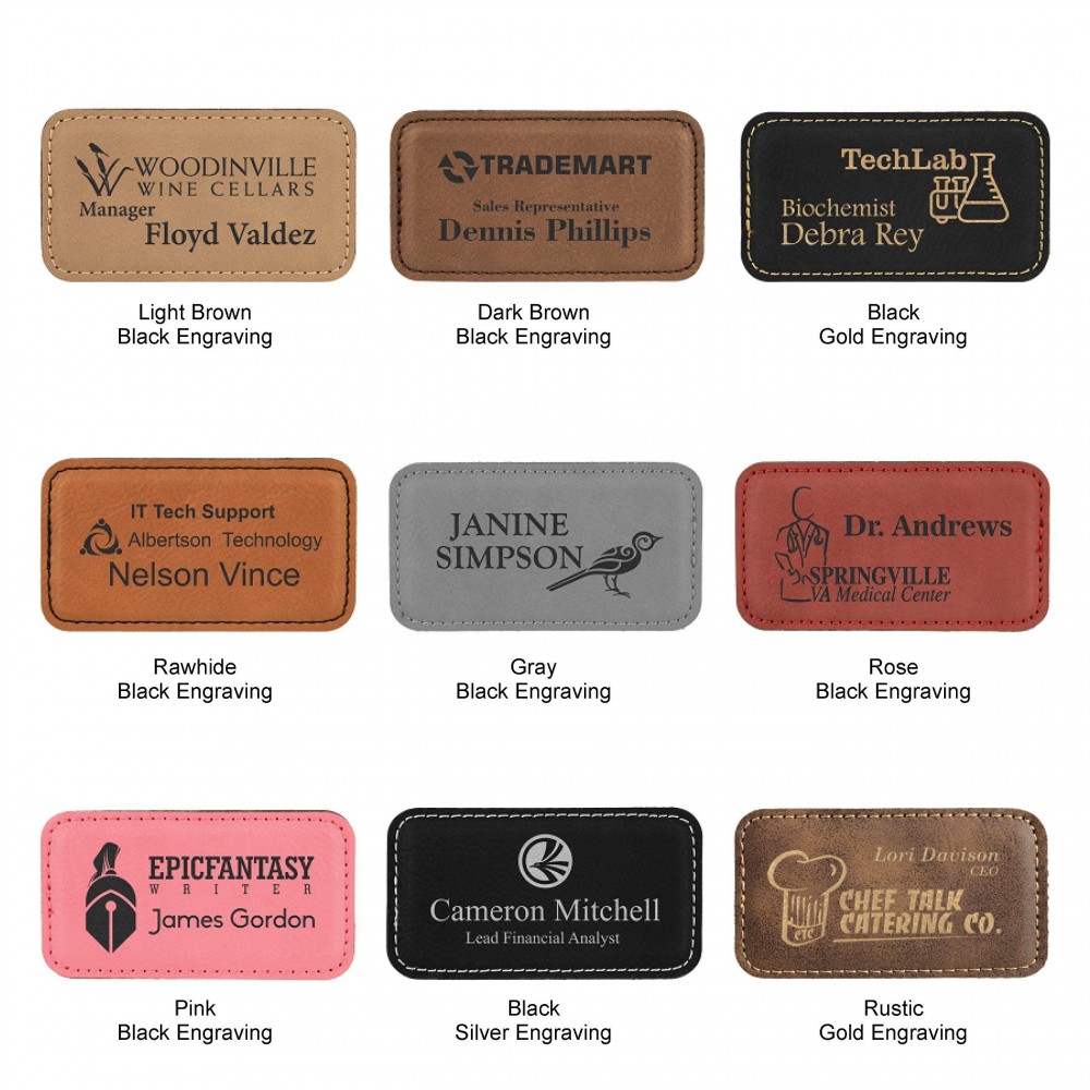 Leatherette 3.25" x 1.75" Name Badge (Leatherette)