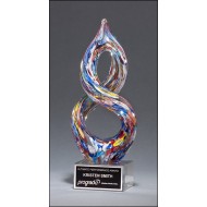 Helix-Shaped Multi-color Art Glass Award