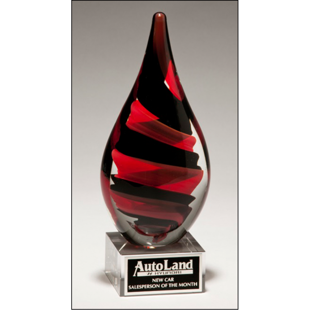 Red & Black Swirl Art Glass Award