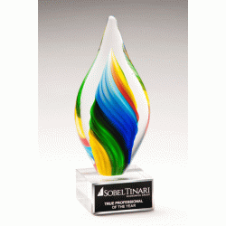 Rainbow Colored Twist Art Glass Award