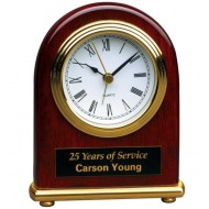 Rosewood Piano Finish Arch Desk Clock