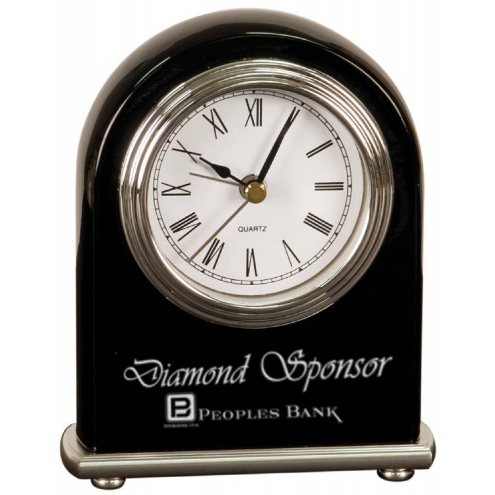 Black Piano Finish Arch Desk Clock