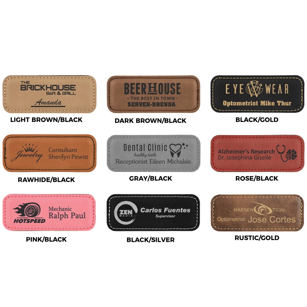 Leatherette 3.25" x 1.25" Name Badge (New Arrivals!)