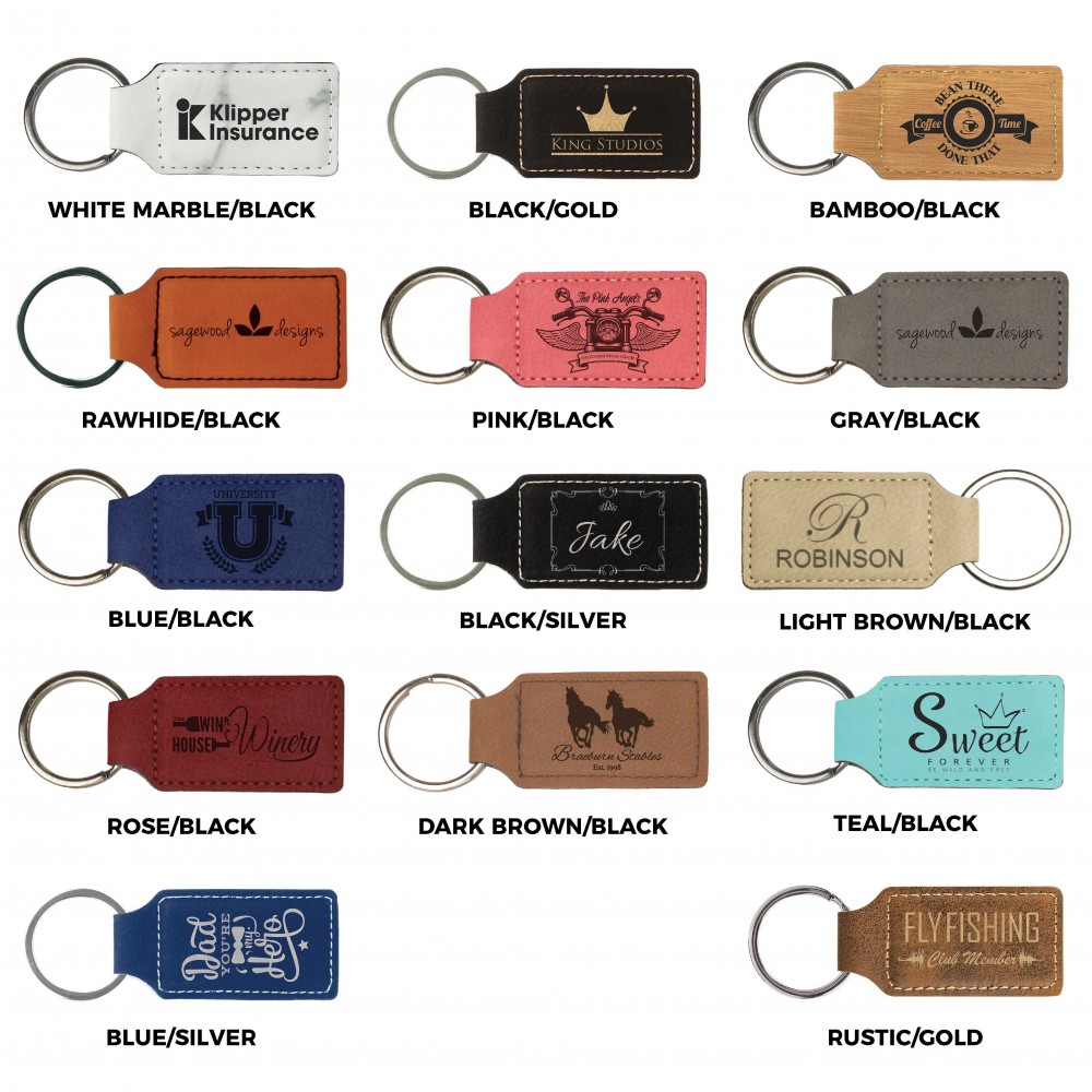 Leatherette Rectangle Keychain (Leatherette)