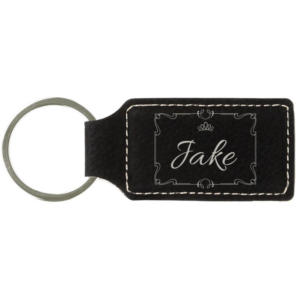 Leatherette Rectangle Keychain (Leatherette)