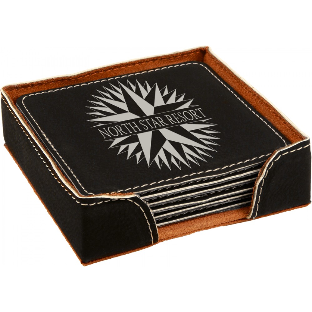 Leatherette Square 6 Coaster Set (New Arrivals!)