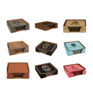 Leatherette Square 6 Coaster Set