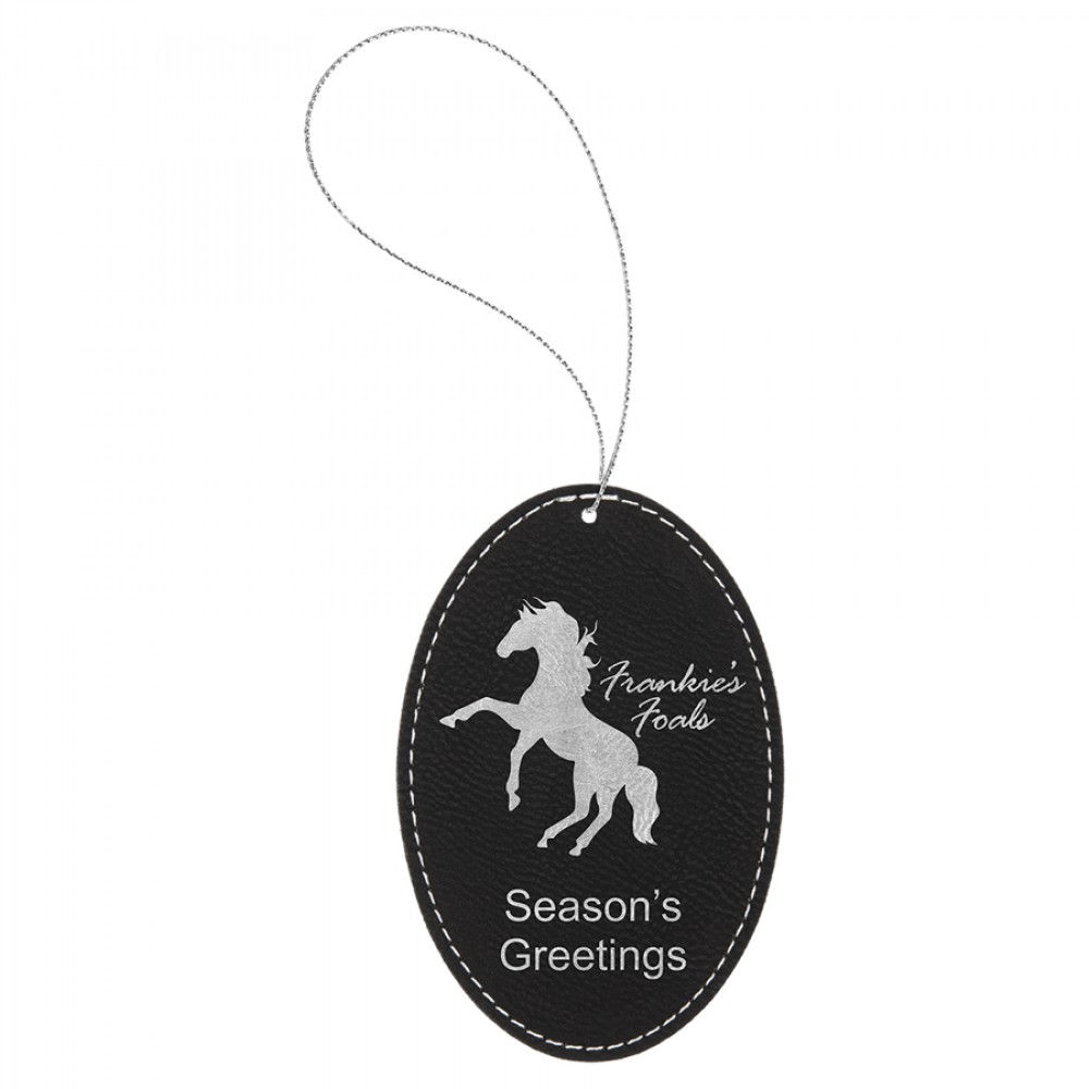 Leatherette Oval Ornament with String