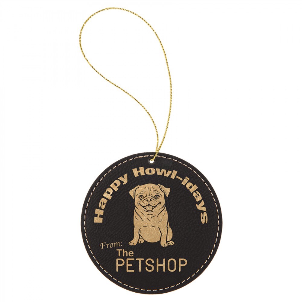 Leatherette Round Ornament with String