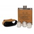 7 oz. Leather Flask with Lid & 3 Shot Glasses 