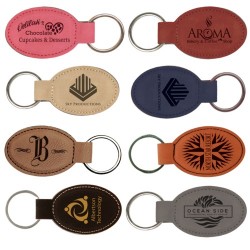 Leatherette Oval Keychain