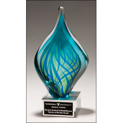 Blue and Green Twist Art Glass Award