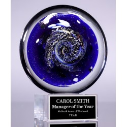 Blue and White Art Glass Disk Award