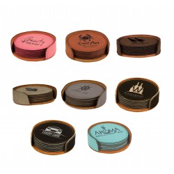 Leatherette Round 6 Coaster Set