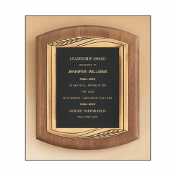 Walnut Plaque With Brass Cast Plate